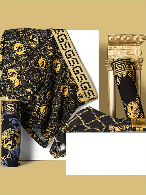 4er-Set Geschenkbox – Luxuriöse Schwarze & Goldene Herren-Boxershorts