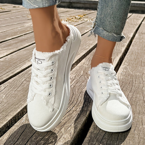 Damen Sportliche Freizeitschuhe, Schnür-Sneakers mit dicker Sohle