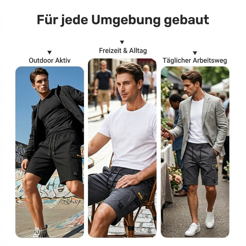 Herren Cargo-Shorts mit Kordelzug – Praktische Multifunktionstaschen & Lockere Passform