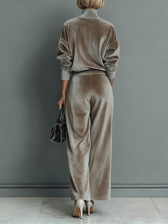 Damen Rollkragen lässiger warmer Samtanzug