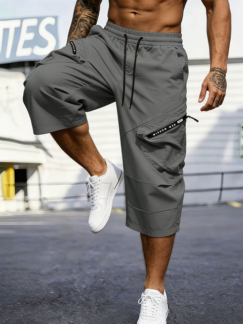 Herren Sommer Freizeitshorts - 7/8 Hosen mit Cargo-Taschen & Reißverschluss