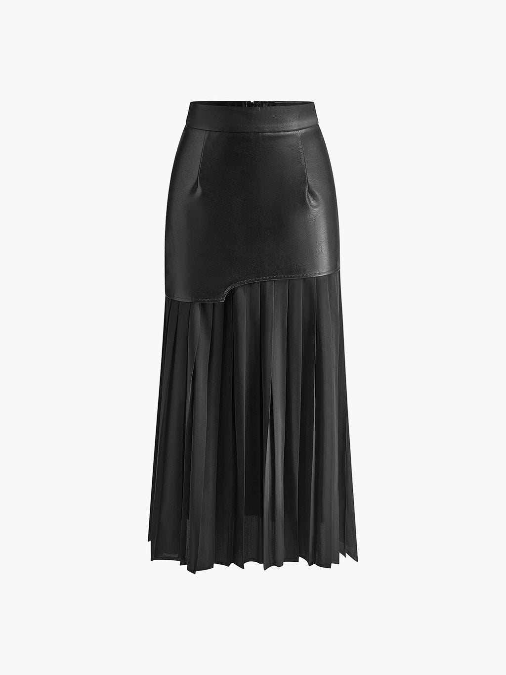 Asymmetrischer Patchwork Chiffon Falten Maxi Rock