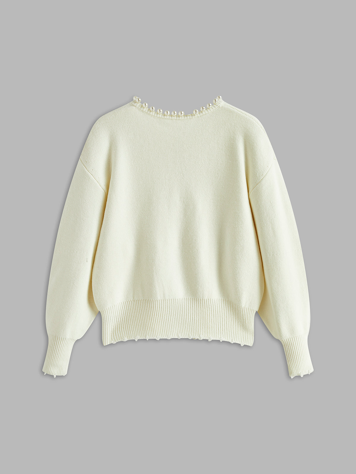 Perlenbesetzter Cardigan mit Ausfransungen