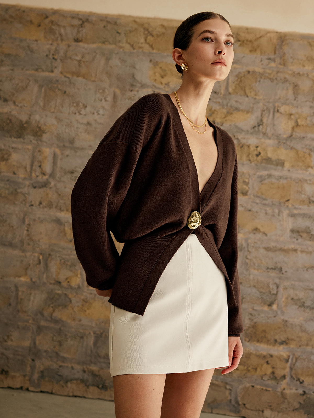 Goldener Knopf Einfacher Cardigan