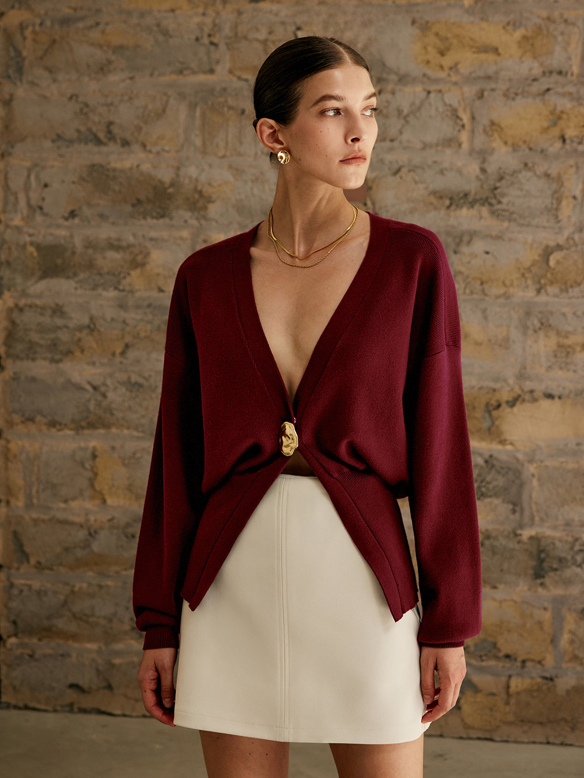 Goldener Knopf Einfacher Cardigan