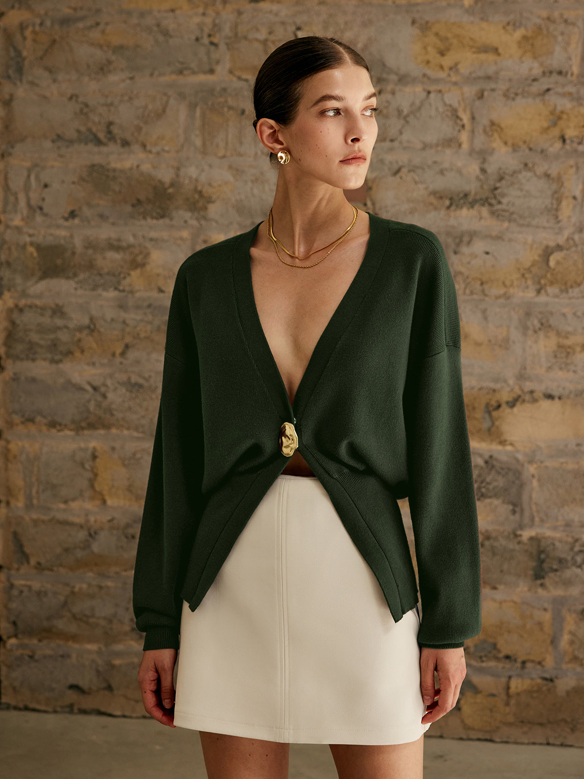 Goldener Knopf Einfacher Cardigan
