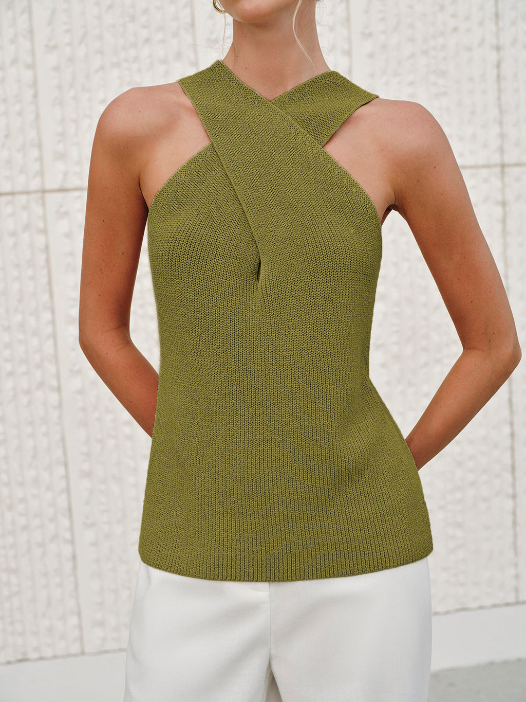 Halter Cross-Over Kragen Tank Top