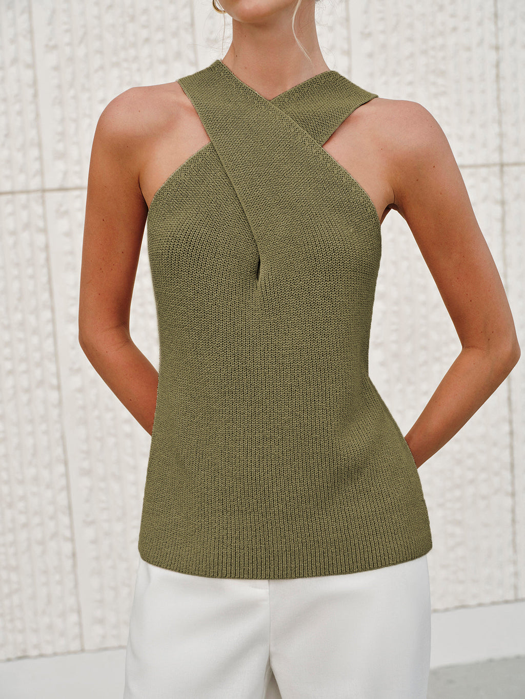 Halter Cross-Over Kragen Tank Top