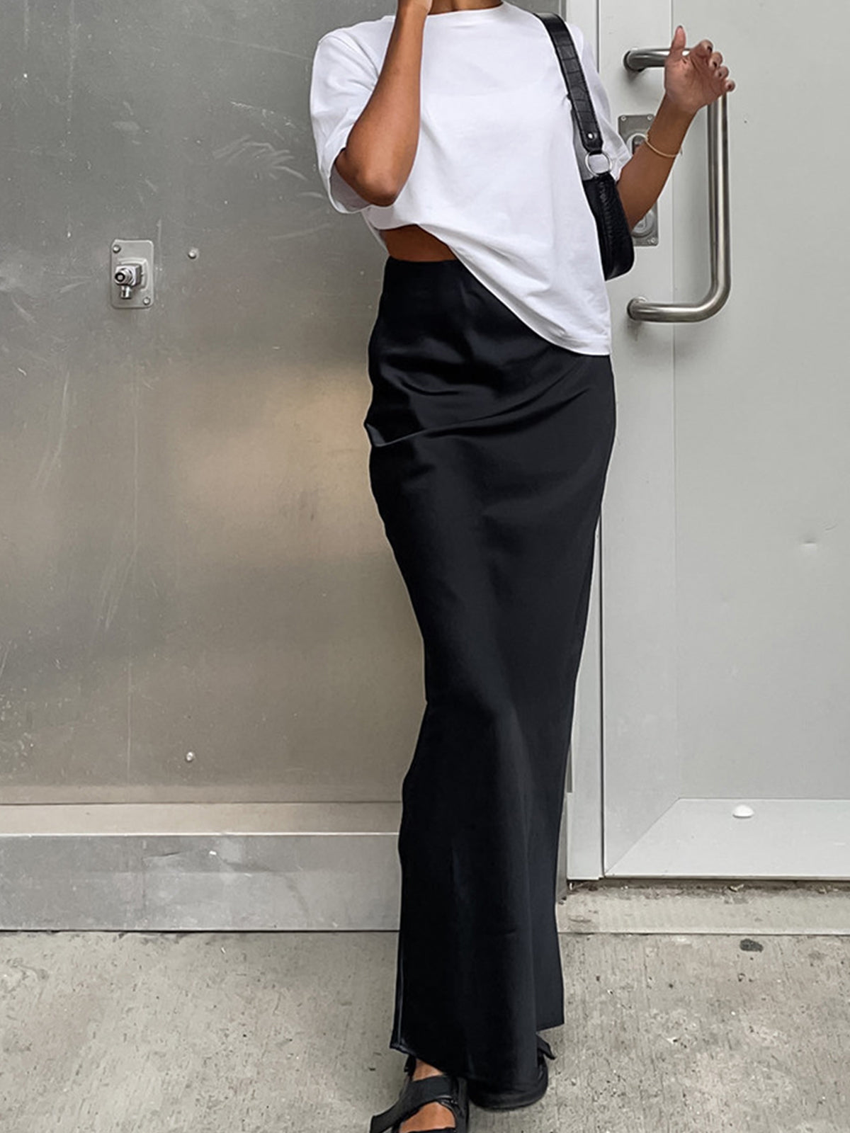 Utility Satin Maxi Rock