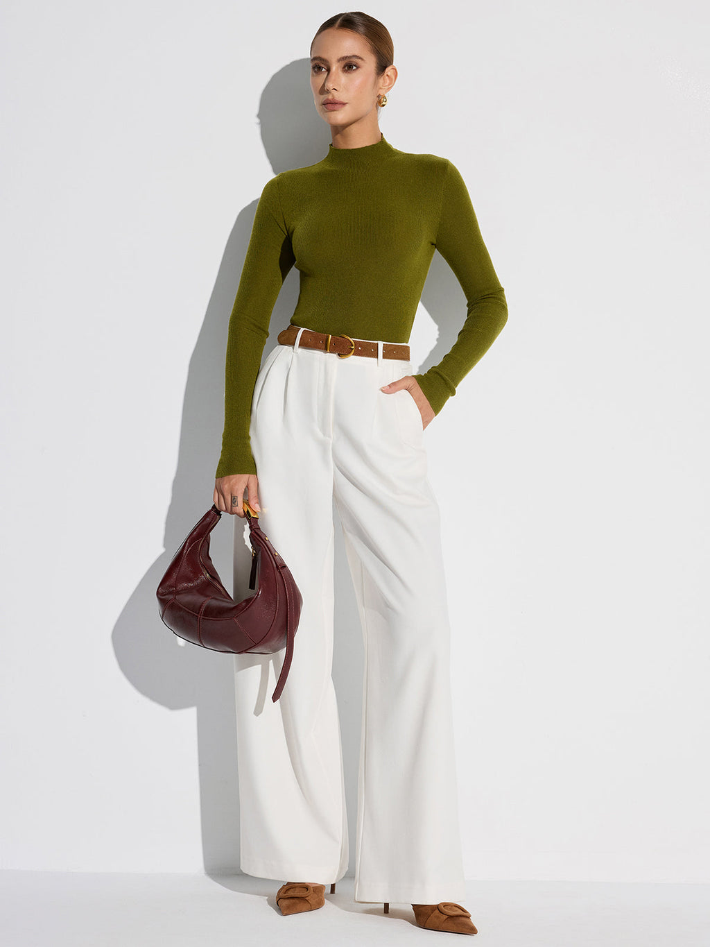 Mock Neck Wollmischung Strickoberteil