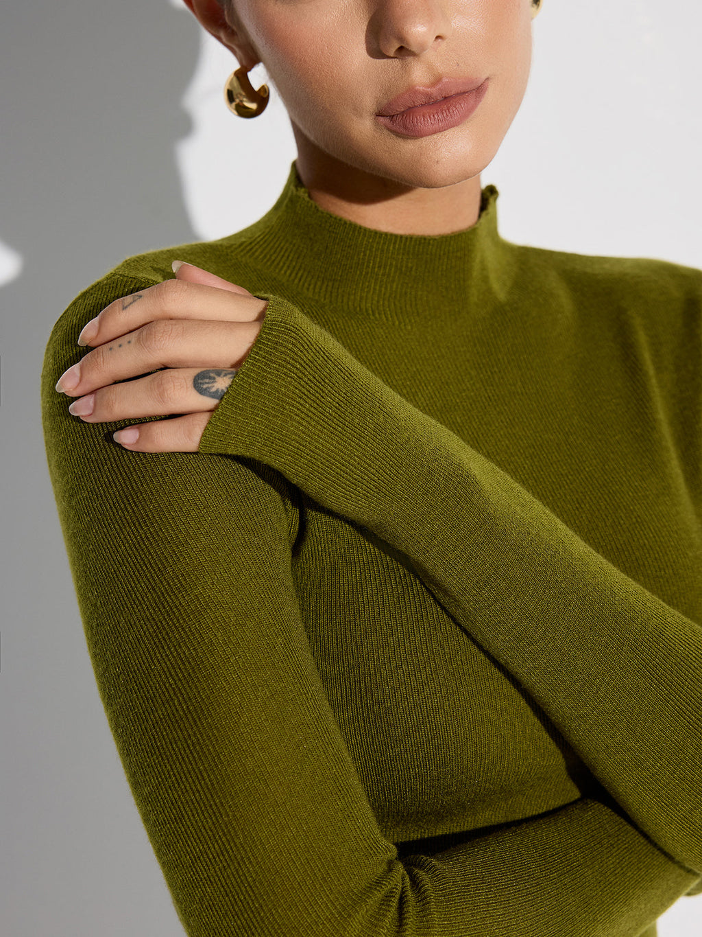 Mock Neck Wollmischung Strickoberteil