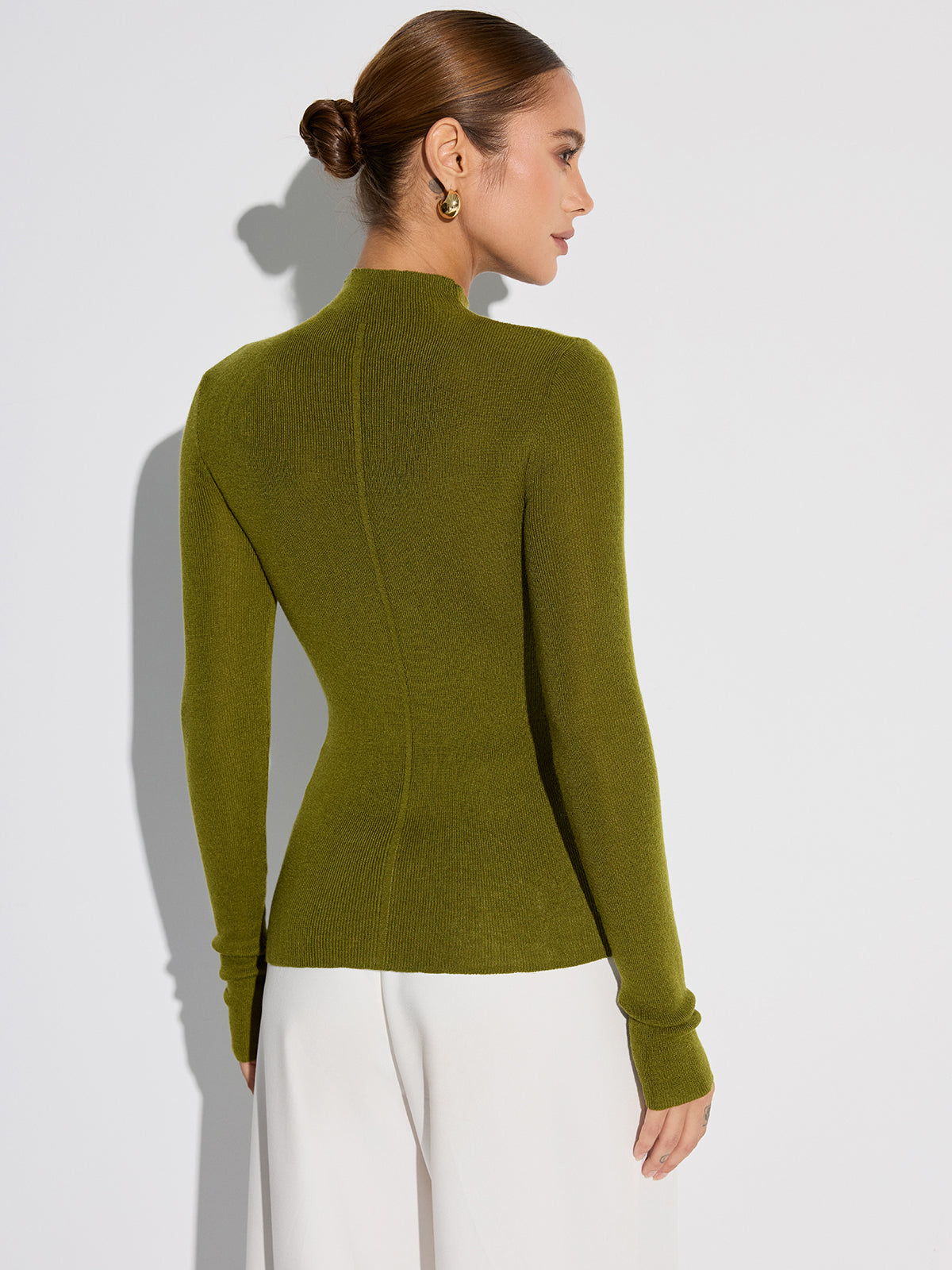 Mock Neck Wollmischung Strickoberteil