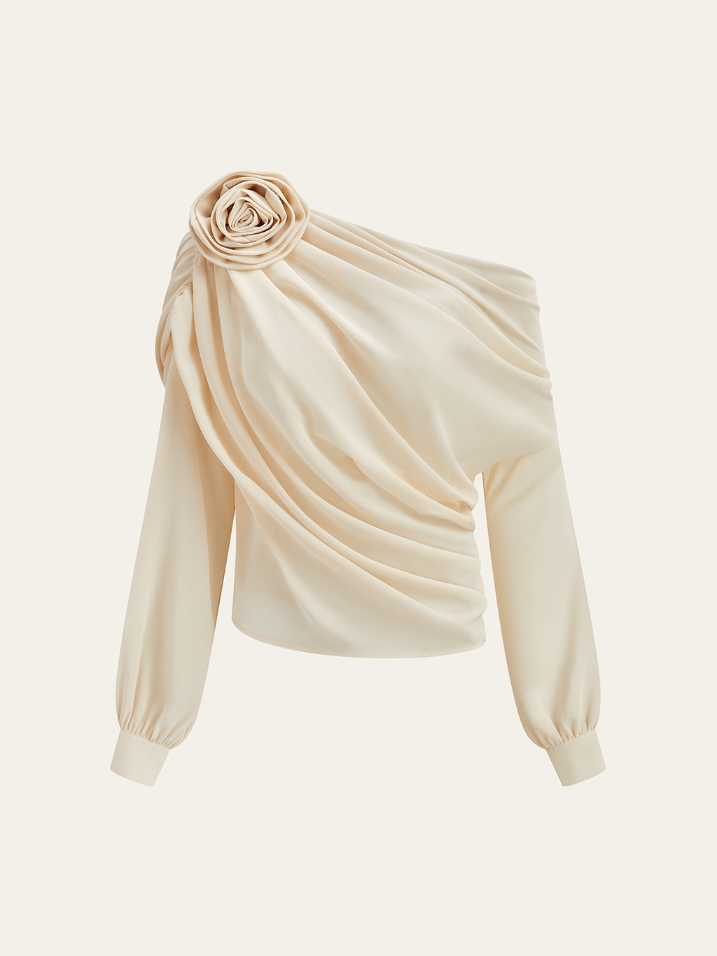 Chiffon Halbtransparentes Ein-Schulter Asymmetrisches Bluse