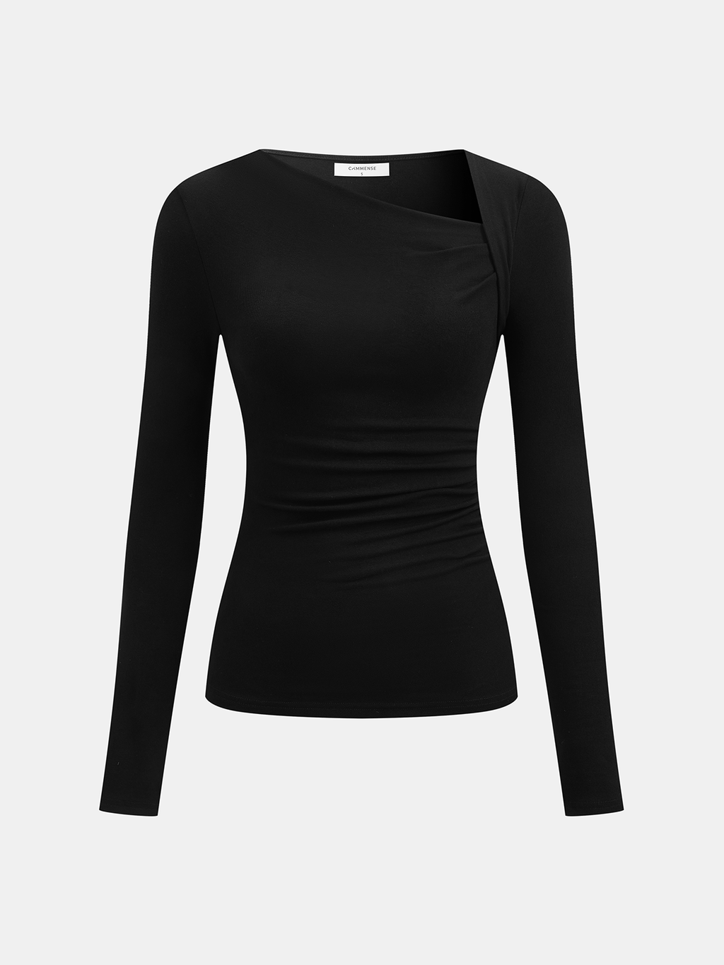 Rippstrick Langarm Asymmetrisches Shirt