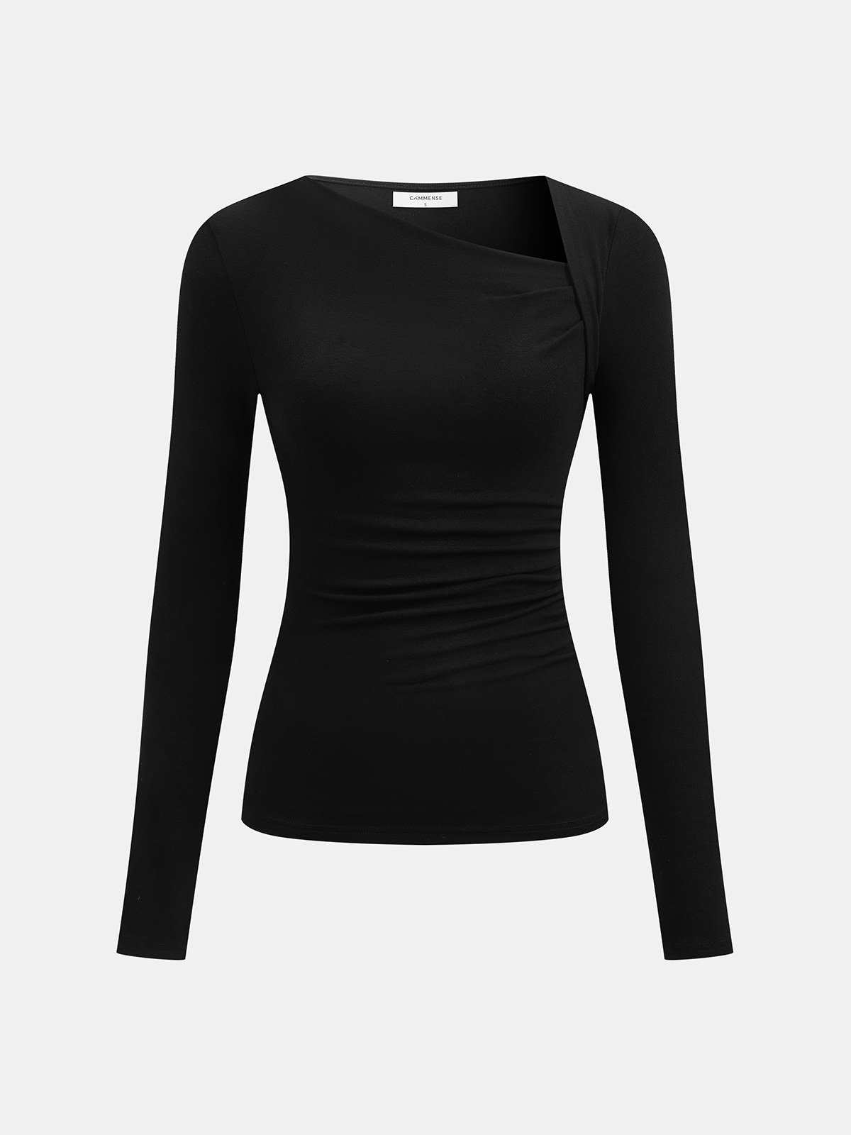Rippstrick Langarm Asymmetrisches Shirt
