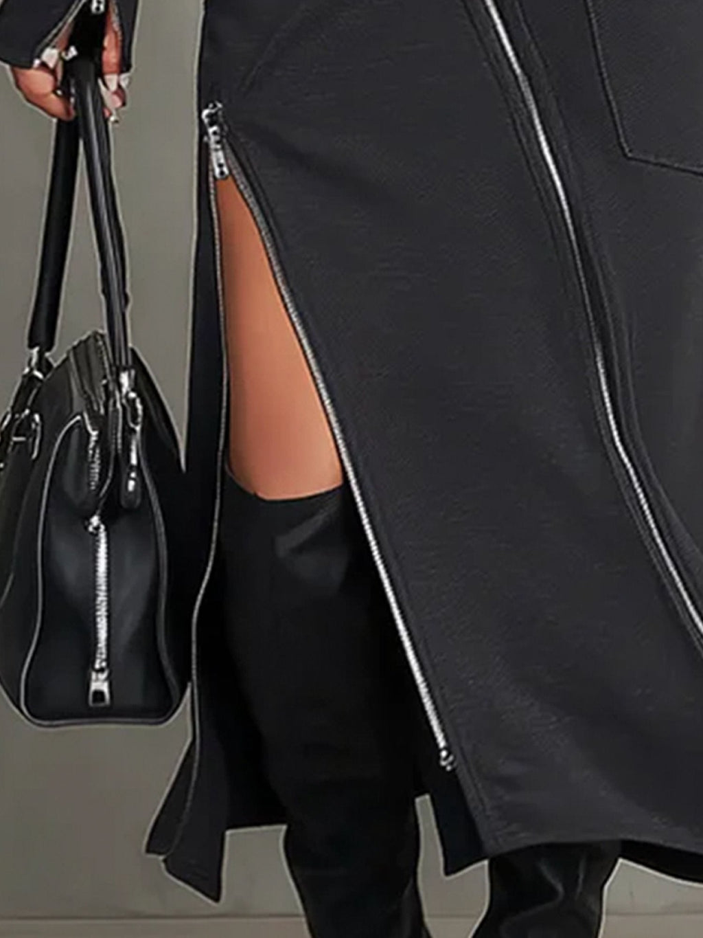 Hochkragen unregelmäßiger Reißverschluss-Taschen-Set