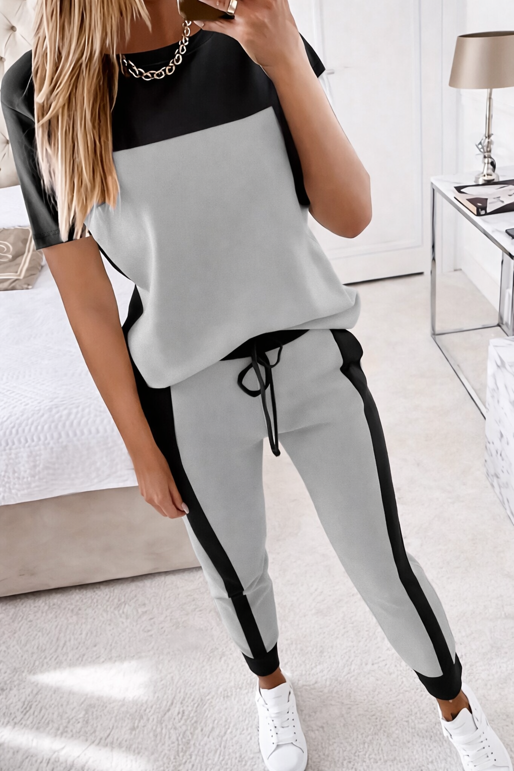 2-teiliges Sommer Set - Lässiges Rundhals T-Shirt und verlängerte Hosen