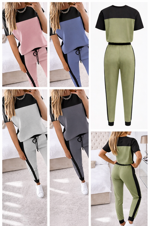 2-teiliges Sommer Set - Lässiges Rundhals T-Shirt und verlängerte Hosen