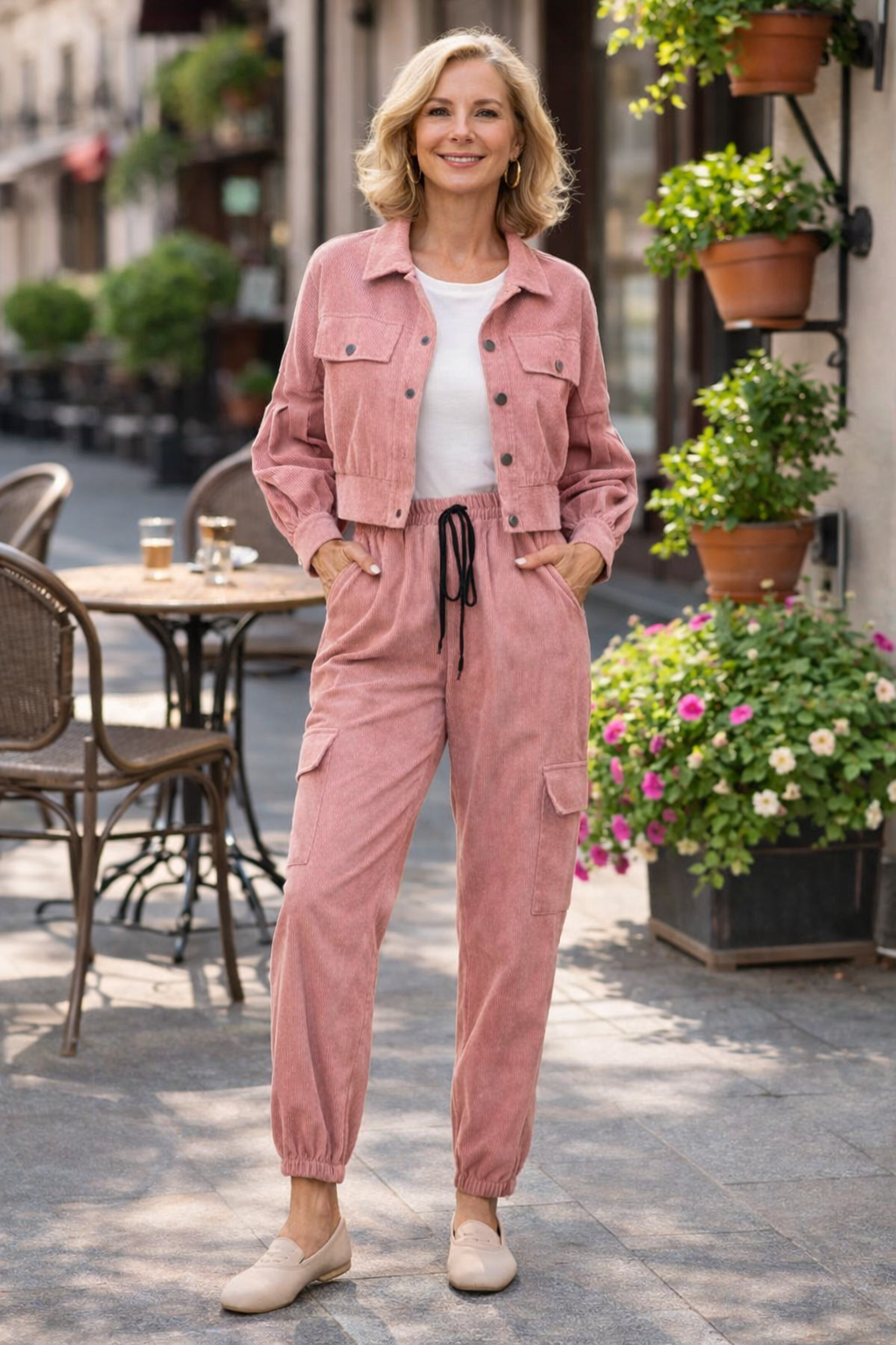 Lässiges & stilvolles Kord-Zweiteiler Set mit Kordjacke & Cargohose