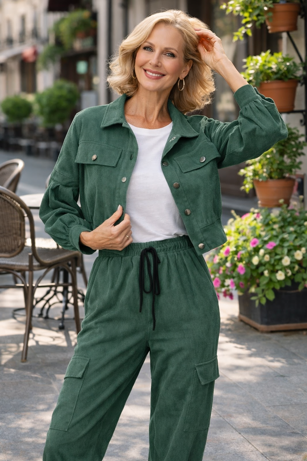 Lässiges & stilvolles Kord-Zweiteiler Set mit Kordjacke & Cargohose