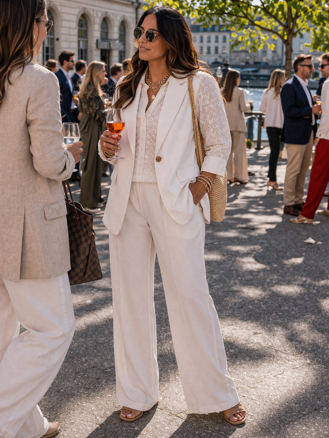 Eleganter Damen-Zweiteiler – Ärmellose Weste & weite Hose