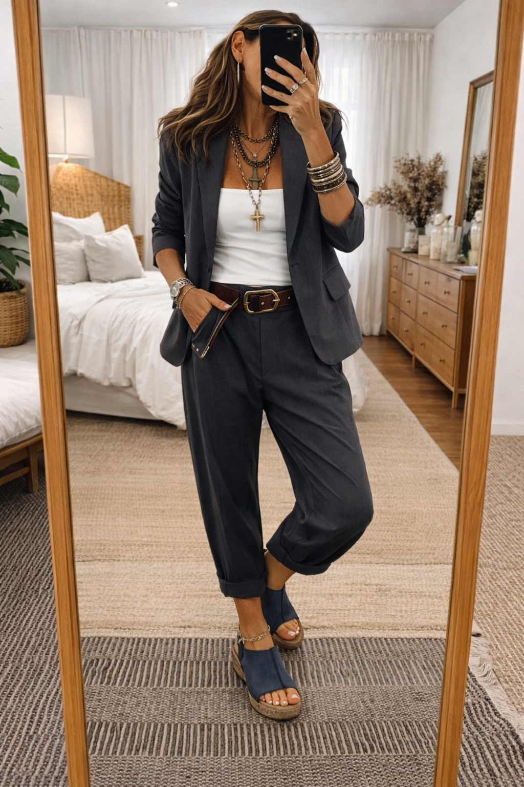 Damen Freizeit & Business-Anzug / Blazer mit Kragen & Hose