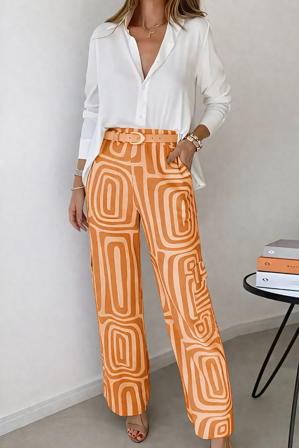 Elegantes Damen Büroset | Zweiteiliges Outfit mit Langarmhemd & Weitenhosen | Vielseitig für Stil und Komfort