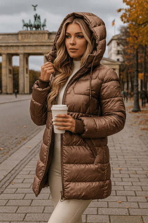 Lina | Lange, warme Steppjacke mit großzügiger Kapuze