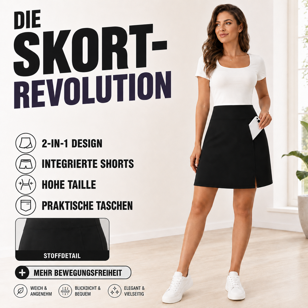 FlexSkort™ – Eleganter 2-in-1 Damen-Rock mit integrierten Shorts und Taschen