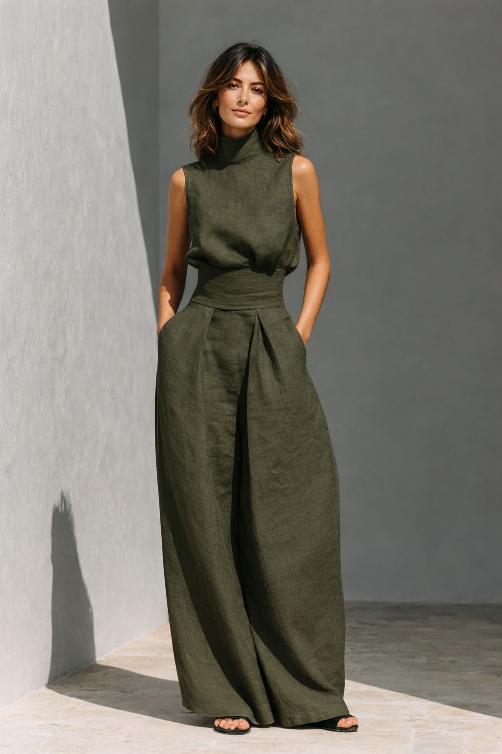 Maria™ | Minimalistisches Set aus ärmellosem Top und weit geschnittener Hose für Damen