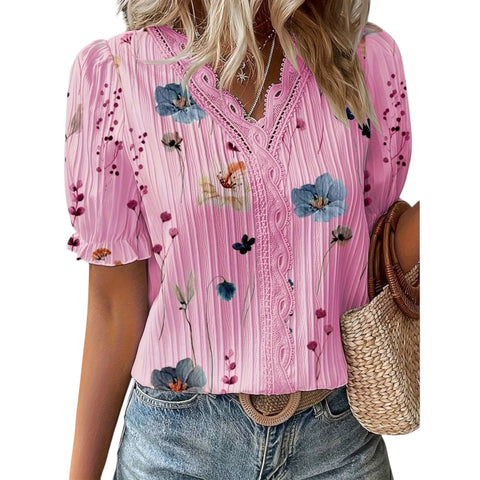 Roselina | Modische Bluse mit spitzem Ausschnitt