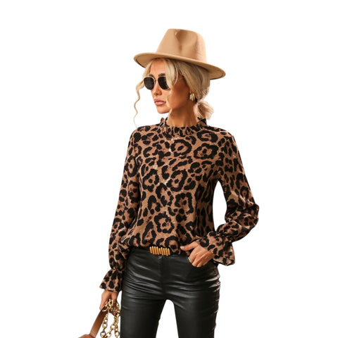 Clarielle | Leobluse mit plissiertem Kragen