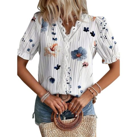 Roselina | Modische Bluse mit spitzem Ausschnitt