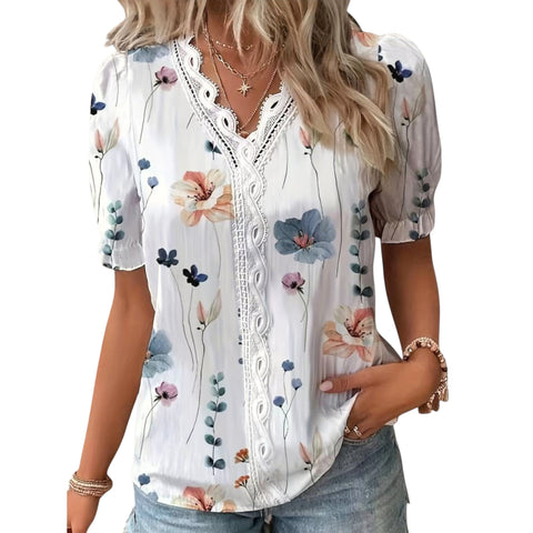 Roselina | Modische Bluse mit spitzem Ausschnitt