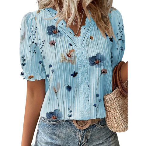 Roselina | Modische Bluse mit spitzem Ausschnitt
