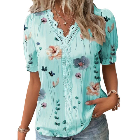 Roselina | Modische Bluse mit spitzem Ausschnitt