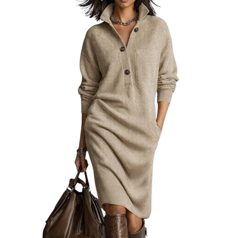 Marion | Stilvolles Strickkleid mit Knöpfen