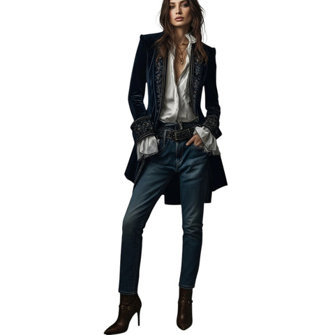 Naeva | Elegante Samtjacke mit langen Ärmeln