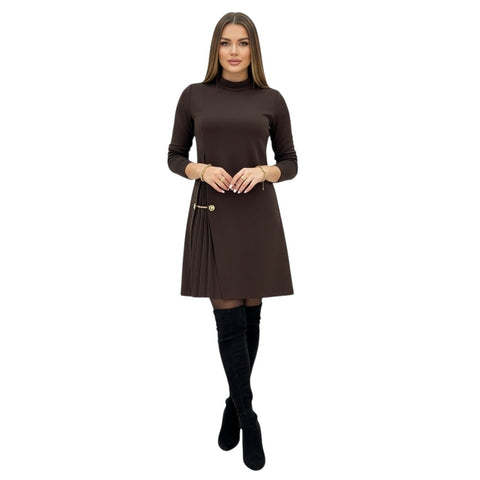 Jill | Elegantes Langarmkleid mit Plissee-Einsätzen