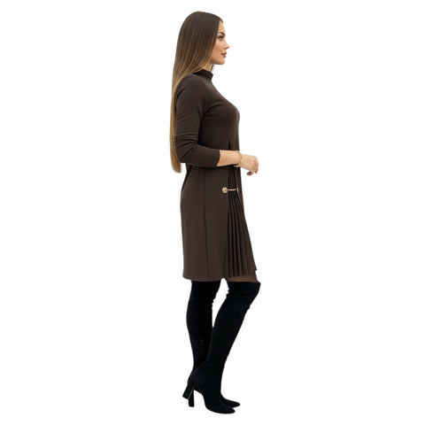 Jill | Elegantes Langarmkleid mit Plissee-Einsätzen