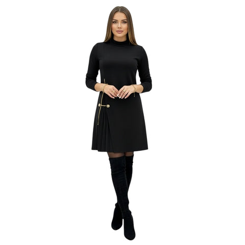 Jill | Elegantes Langarmkleid mit Plissee-Einsätzen