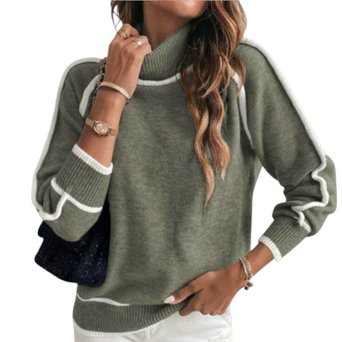 Kaia | Luxuriöser olivgrüner Strickpullover