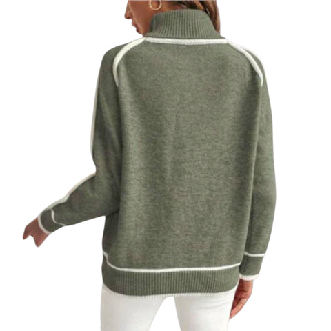 Kaia | Luxuriöser olivgrüner Strickpullover