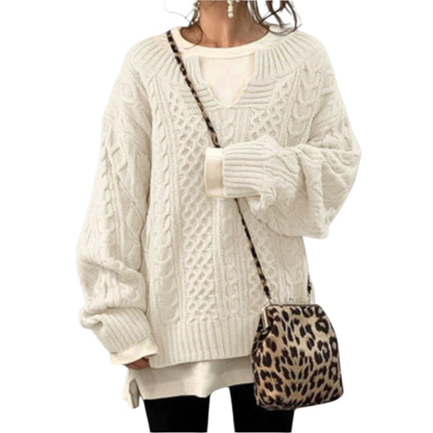 Esra | Übergrosser Strickpullover mit Zopfmuster
