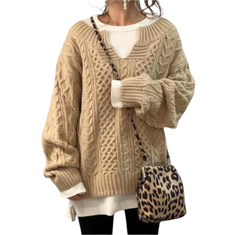 Esra | Übergrosser Strickpullover mit Zopfmuster