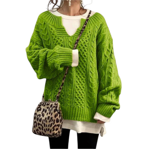 Esra | Übergrosser Strickpullover mit Zopfmuster