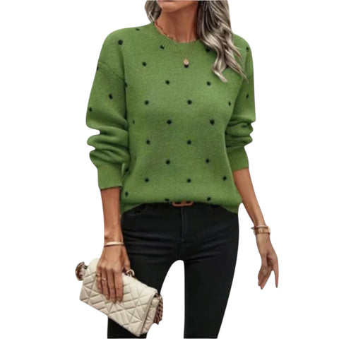 Ava | Lässiger langärmliger Strickpullover mit Tupfenmuster