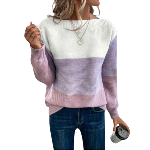 Marisa | Eleganter dreifarbiger Patchwork-Pullover
