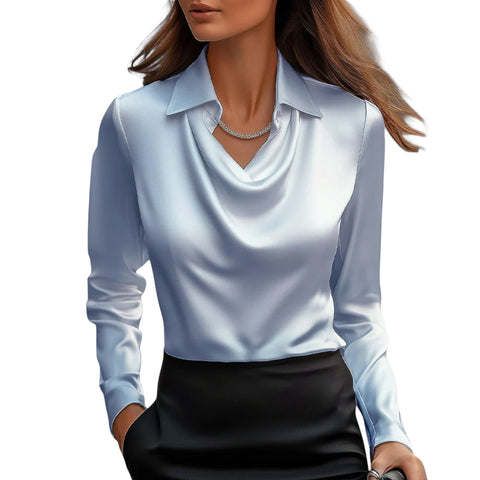 Vireline | Glänzende Bluse mit gerafftem Kragen