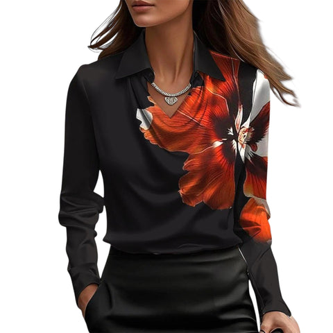 Vireline | Glänzende Bluse mit gerafftem Kragen
